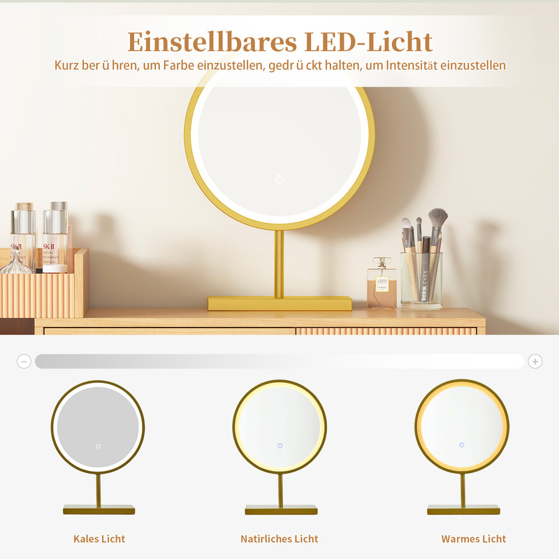Miroir LED de la coiffeuse avec différents modes d'éclairage