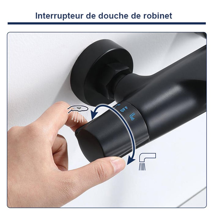 Mitigeur Thermostatique De Baignoire Robinet Cascade Pour Baignoire Robinet Noir En Laiton Design Elégant -Grohe || Hansgrohe Soldes Magasin