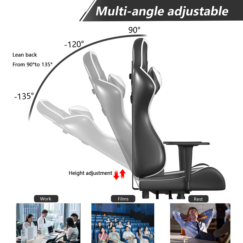 Sedia Da Gioco - Bigzza - Sedia Da Gioco Ergonomica - Cuscino Con Testa E Cuscino In Vita - Inclinabile 90 ° - 135 ° - Bianco E Nero -Armonia Casa AAHKMJXYDAFdJAOAIMEbOAchaYtjpIZUujpRpTo0CnZOZUDFPDce