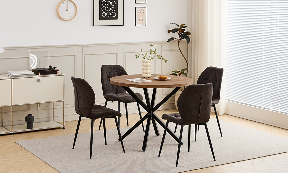 Fauteuil effet lin noir rétro - vue détaillée