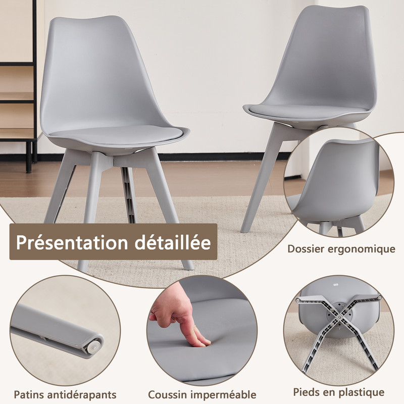 Chaise scandinave classique - pieds et patins antidérapants