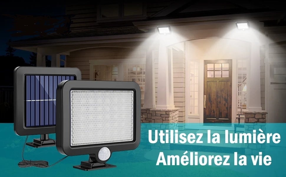 Lampe Solaire Exterieur avec Détecteur de Mouvement 56 LED - MINGMEI - Noir  - ABS - Energie Solaire - Jardin