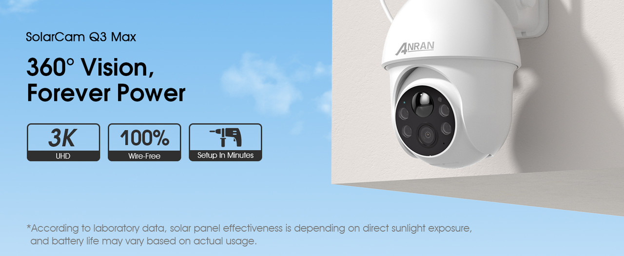 ANRAN 5MP Caméra Surveillance WiFi sans Fil Panneau