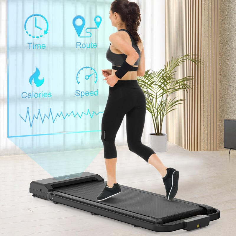 Bigzzia 2 In 1 Tapis Roulant Elettrico Pieghevole,Walking Pad 10 Km/h,Tappeto Corsa Extra Large 42CM,con Telecomando E Display LCD,Telaio Rinforzato And 220LB Max Weight For Home Office Exercise Nero -Armonia Casa