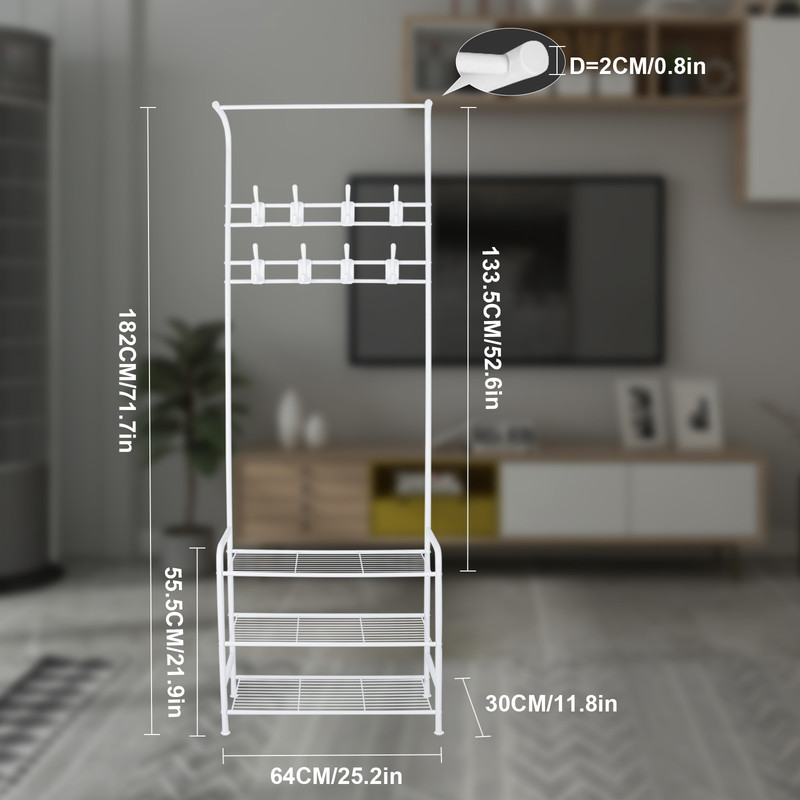 BIGZZIA Garderobenständer, 3 In 1 Garderobenständer Stabil Kleiderstange Mit 3 Schichten Schuhregal Und Abnehmbaren Haken Kleiderständer Freistehender Für Schlafzimmer Weiß -Möbelhaus AAHKMJXYDAFdJAOAIMEbOAchaYtjpIZUujpRpTo0CnZOZY6wYys8Unnk 8IDiYTdVJZQ68Cy0G7tfbPevCPF9bg1