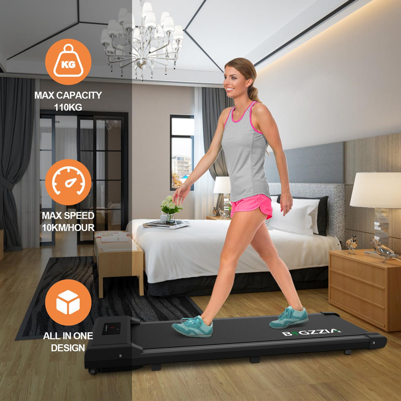 Bigzzia Tapis Roulant Elettrico Pieghevole,Walking Pad 10 Km/h,Tappeto Corsa Extra Large 42CM,con Telecomando E Display LCD,Telaio Rinforzato And 220LB Max Weight For Home Office Exercise - Nero -Armonia Casa