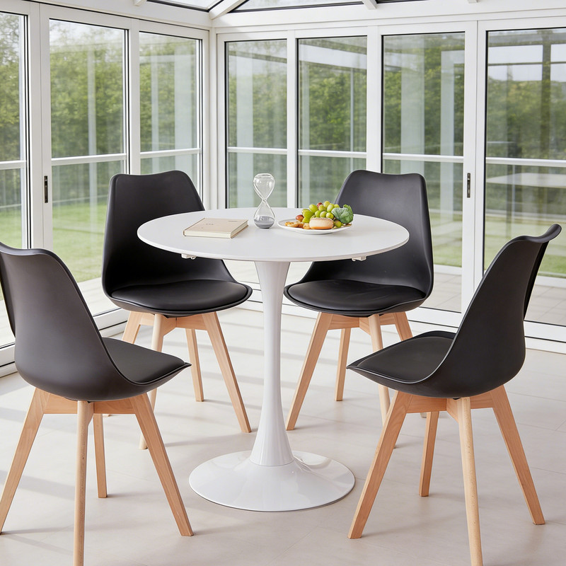 Ambiance café ou chambre d'hôte avec coin repas nordique