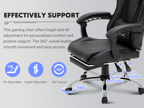 Chaise gaming avec accoudoirs