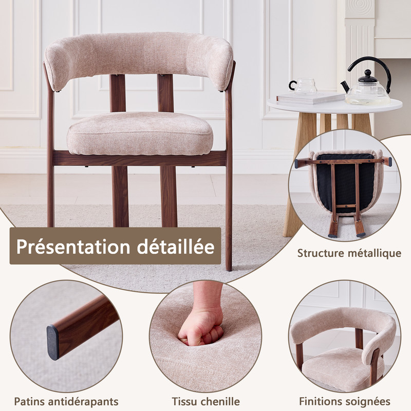 Sedia - gambe in noce e dettagli di montaggio