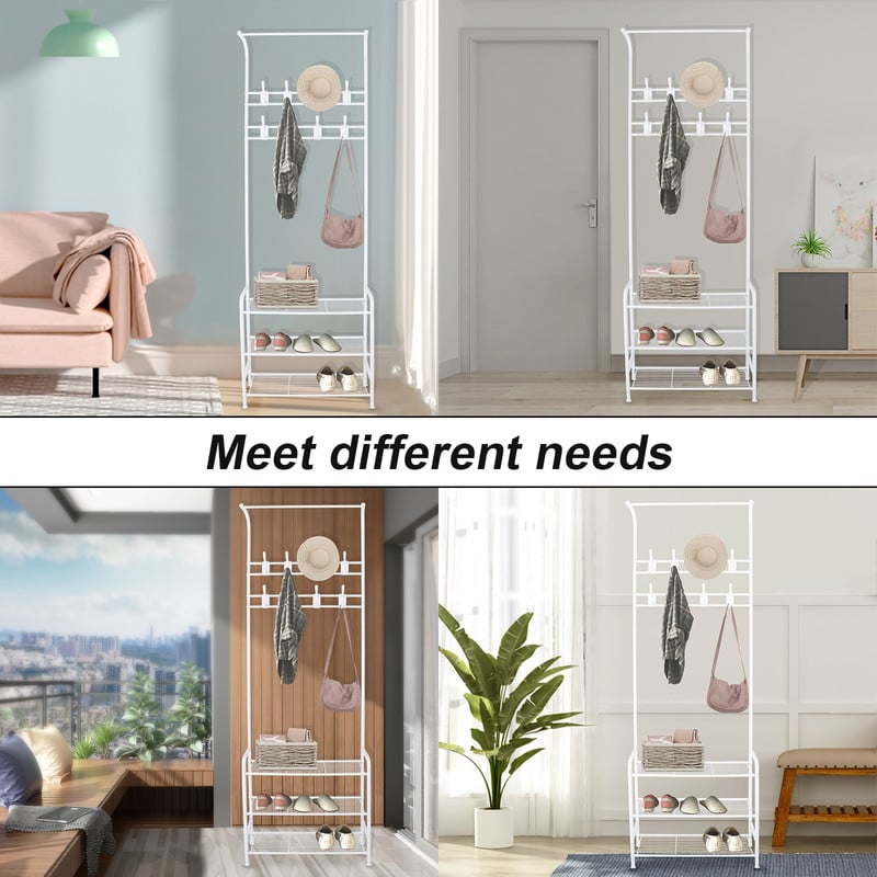 BIGZZIA Garderobenständer, 3 In 1 Garderobenständer Stabil Kleiderstange Mit 3 Schichten Schuhregal Und Abnehmbaren Haken Kleiderständer Freistehender Für Schlafzimmer Weiß -Möbelhaus AAHKMJXYDAFdJAOAIMEbOAchaYtjpIZUujpRpTo0CnZOZano7CfymAF izQsW2vN60a8gC8yvPwVPLmatN8UkXjg