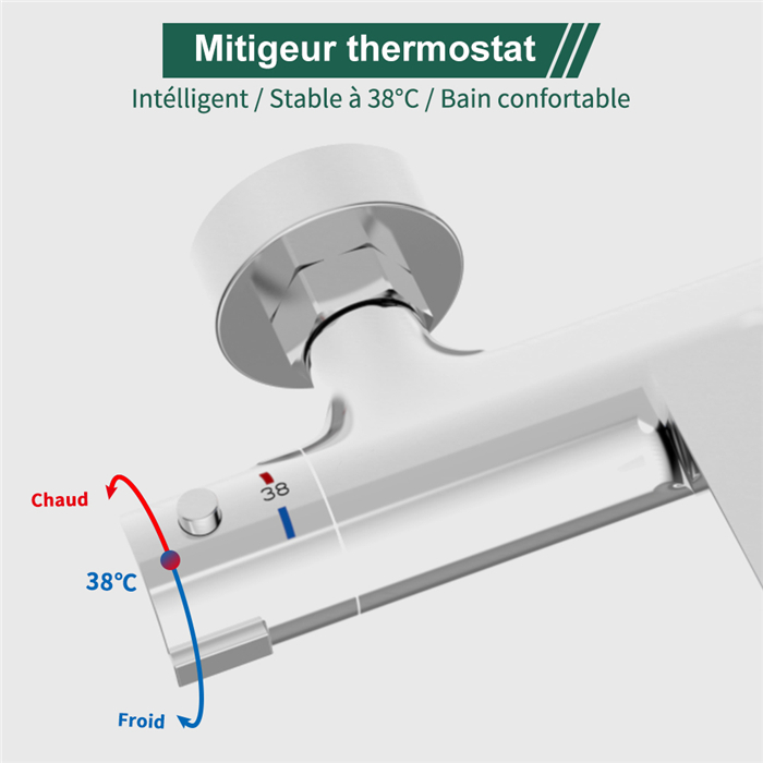 Robinet De Baignoire Cascade Mitigeur Thermostatique Bain Douche Robinet De Douche Chromé Bec Cascade Pour Baignoire -Grohe || Hansgrohe Soldes Magasin