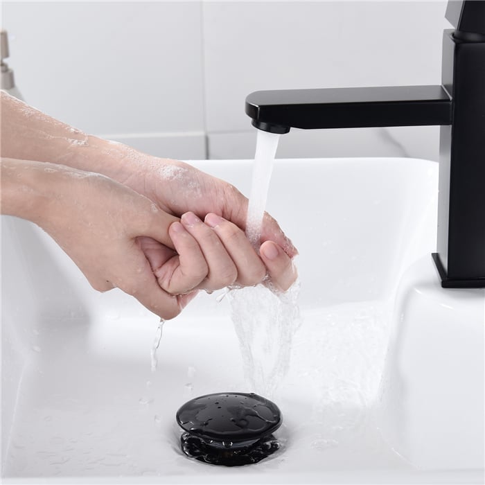 Ensemble – Siphon avec bonde sans trop-plein pour lavabo noir mat – Siphon  universel et bonde d'écoulement de salle de bain – Bo164