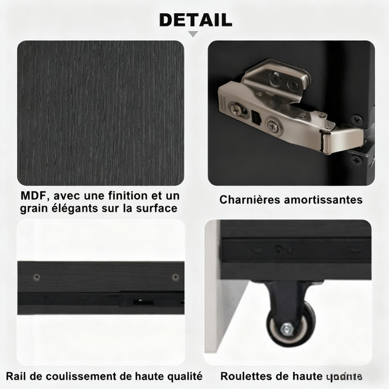 Module coulissant latéral haute résistance 50 kg avec rebords de sécurité