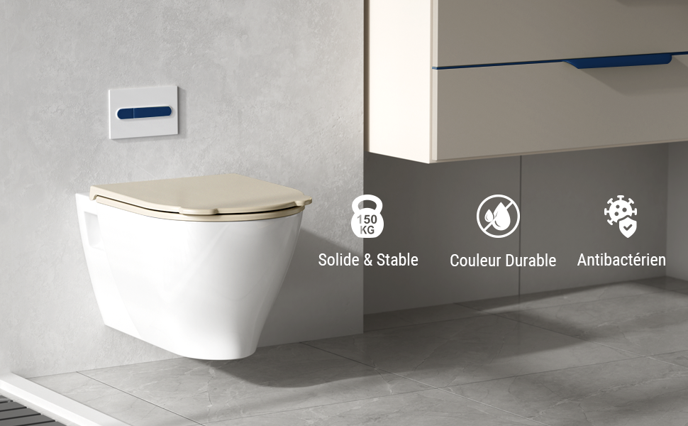 Abattant WC Forme D avec Poignée Hygiénique