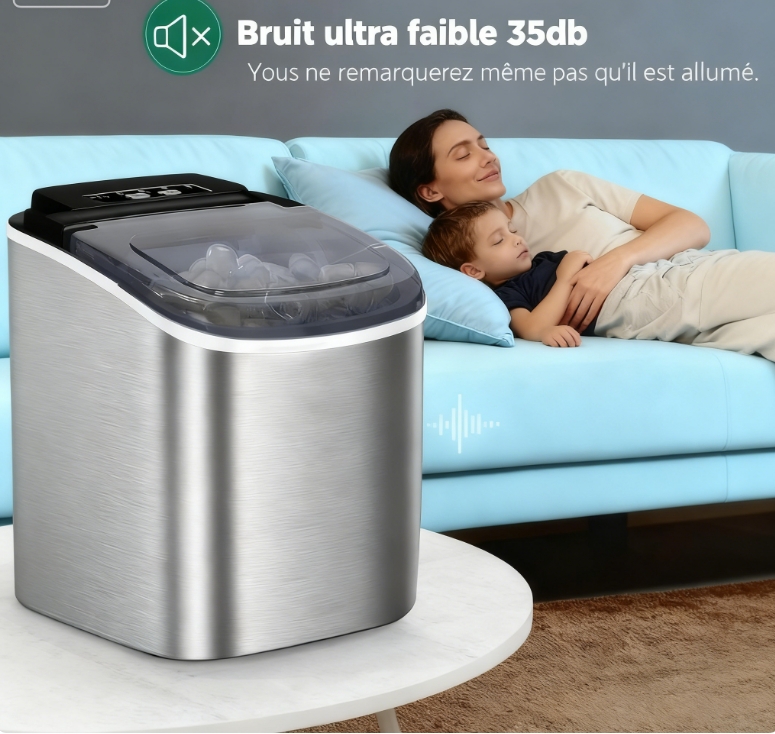 Machine à glaçons Silonn - Réservoir d'eau et glaçons produits