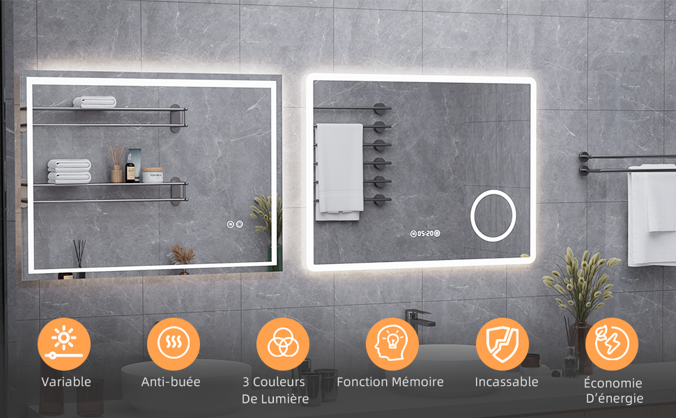 Miroir LED Intelligent Aquawise