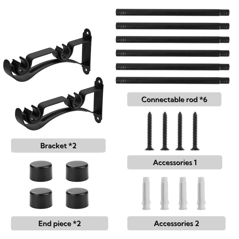 Bastone Per Tende In Legno Noce 35mm - Lunghezza Personalizzabile Fino 300cm - Con Anelli E Staffe - Foto 4