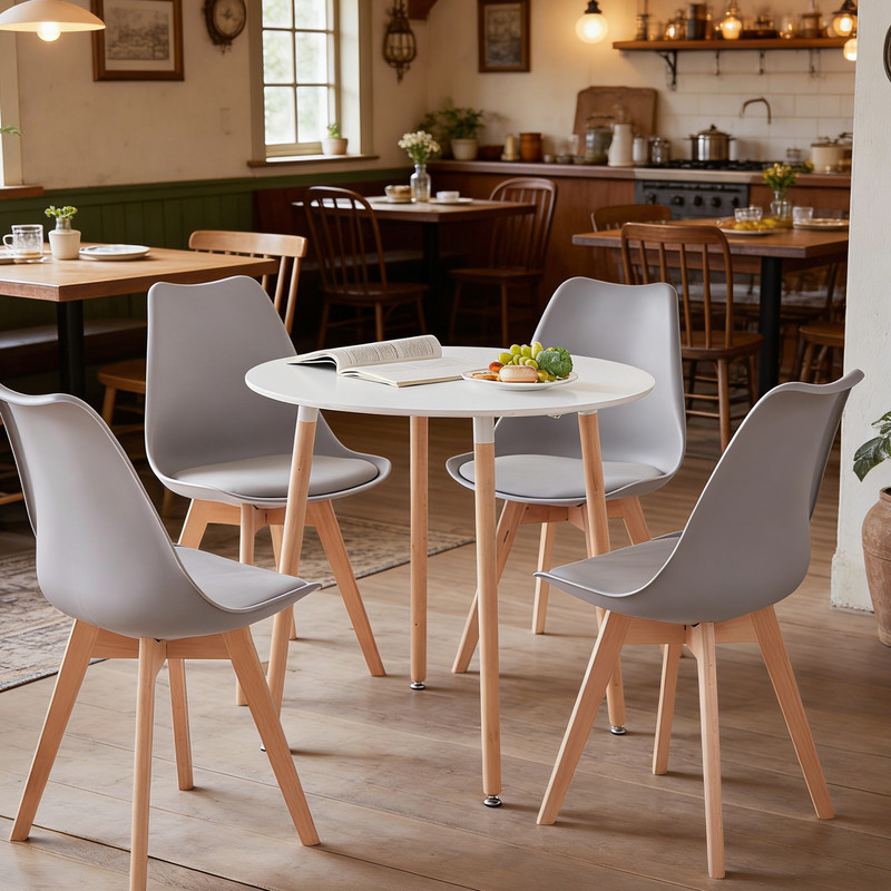 Ambiente comedor residencial con conjunto nórdico