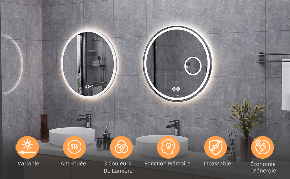 Miroir LED Rond Design 60cm