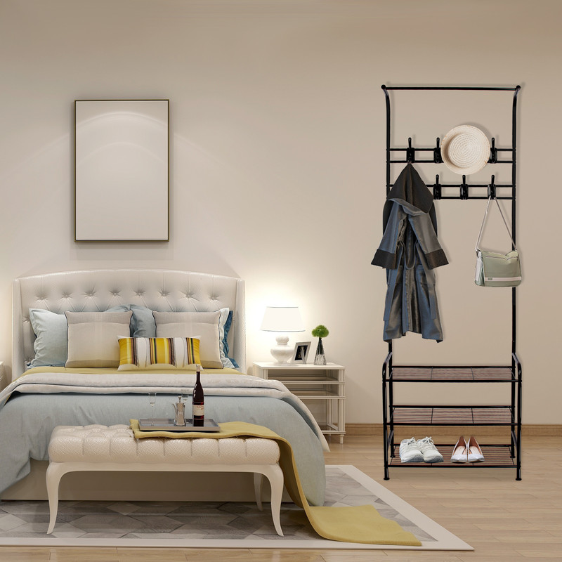 BIGZZIA Garderobenständer, 3 In 1 Garderobenständer Stabil Kleiderstange Mit 3 Schichten Schuhregal Und Abnehmbaren Haken Kleiderständer Freistehender Für Schlafzimmer Schwarz -Möbelhaus AAHKMJXYDAFdJAOAIMEbOAchaYtjpIZUujpRpTo0CnZOZek826qNAyFgu5COlebajMnwri5GK Q5g VTXDAP8I4r