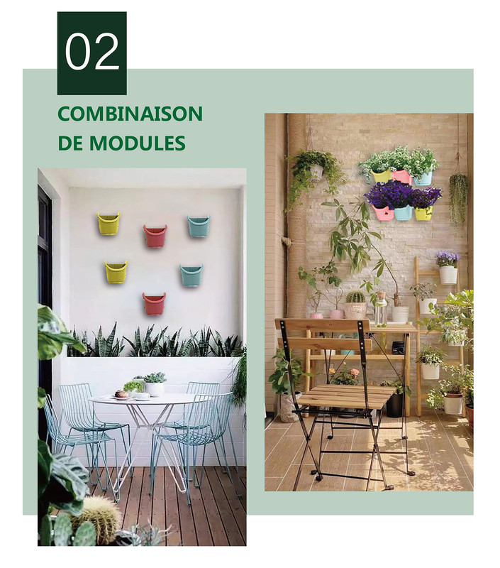 Promo Suspendu Mural 6 Pots De Fleurs Simples - 100% Plastique Recyclé Sans BPA, Gratuit Pour Bricoler Votre Décoration Colorée Pour Le Jardin Maison (coloré) à La Fois Intérieur Et Extérieur -Outsunny Eda Magasin
