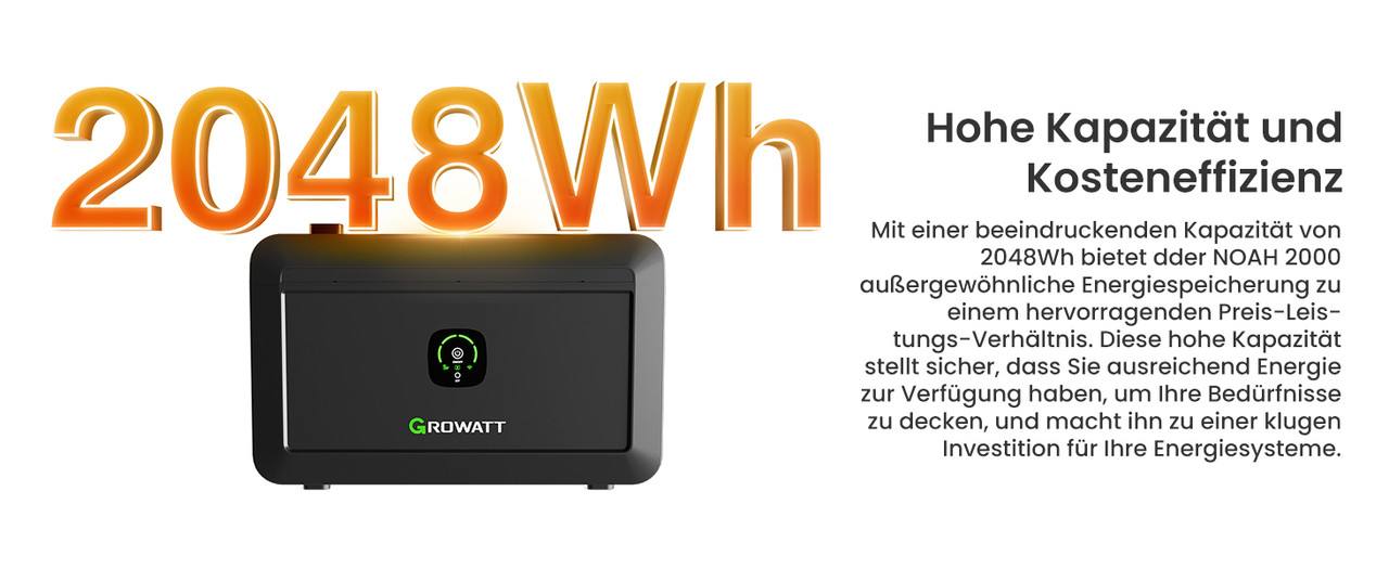 Eco Flow Growatt NOAH 2000 Plug & Play | AC TEC GmbH Speicher Für Balkonkraftwerk