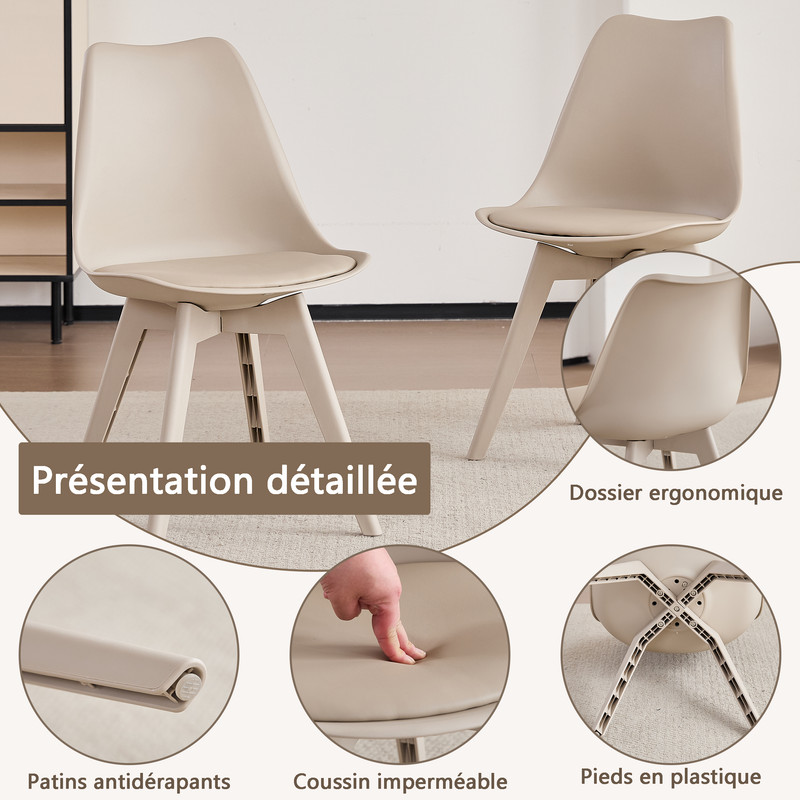 Chaise scandinave classique - pieds et patins antidérapants