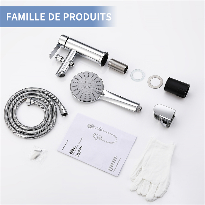 Mitigeur De Douche Avec Douchette Et Flexible De Douche Robinet De Douche Chromé Pour Salle De Bain Kit De Robinet Monotrou à Double Usage -Grohe || Hansgrohe Soldes Magasin