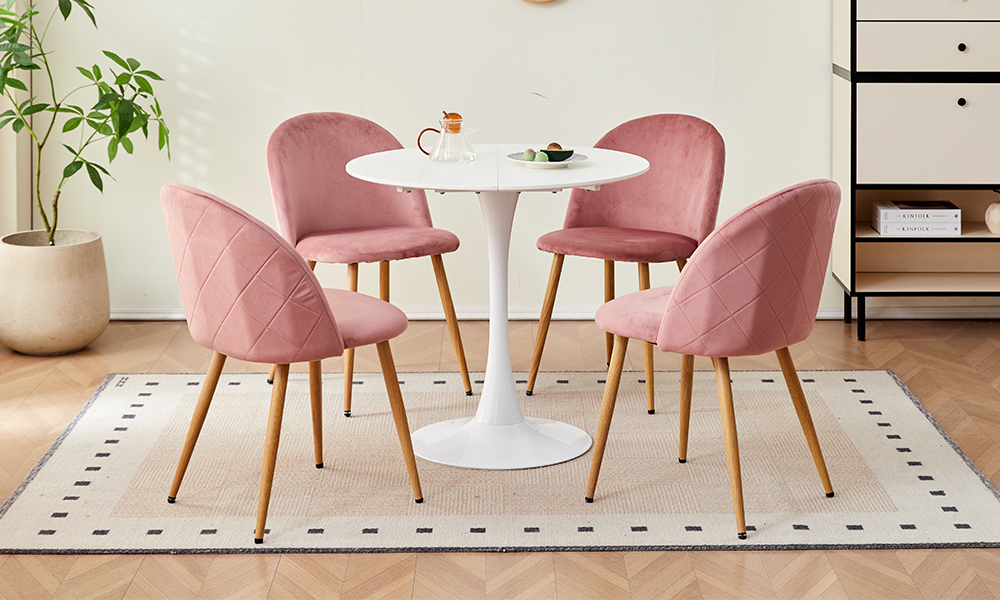 Chaise de salle à manger scandinave velours rose