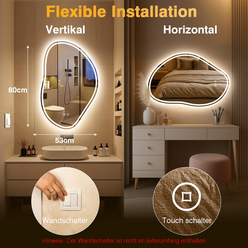 Scénarios d'utilisation du miroir LED