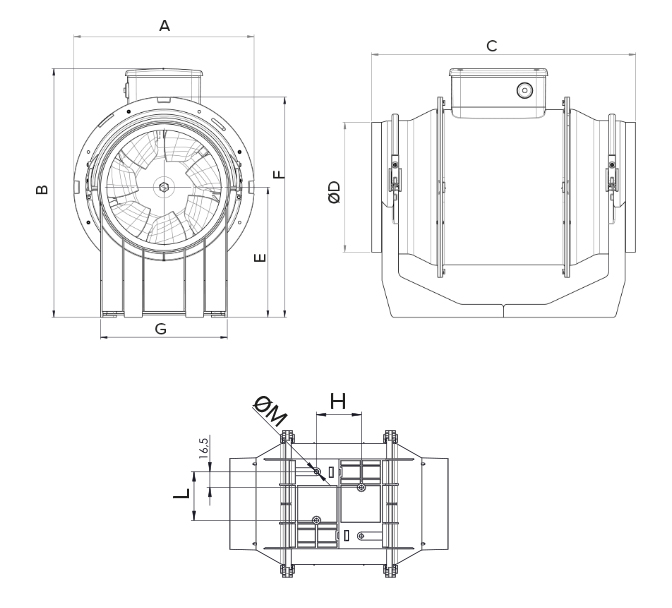 Lineo 100 Q ventilateur dimensions