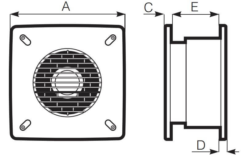 Vario Vortice Wall fan extractor 300/12 ARI-S dimensions