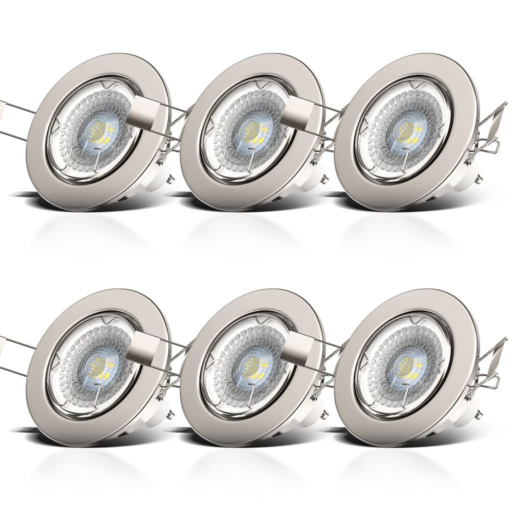 B K Licht Lot De 6 Spots LED Encastrables Orientables Dimmables Ampoules 6x5 5W Incluses GU10