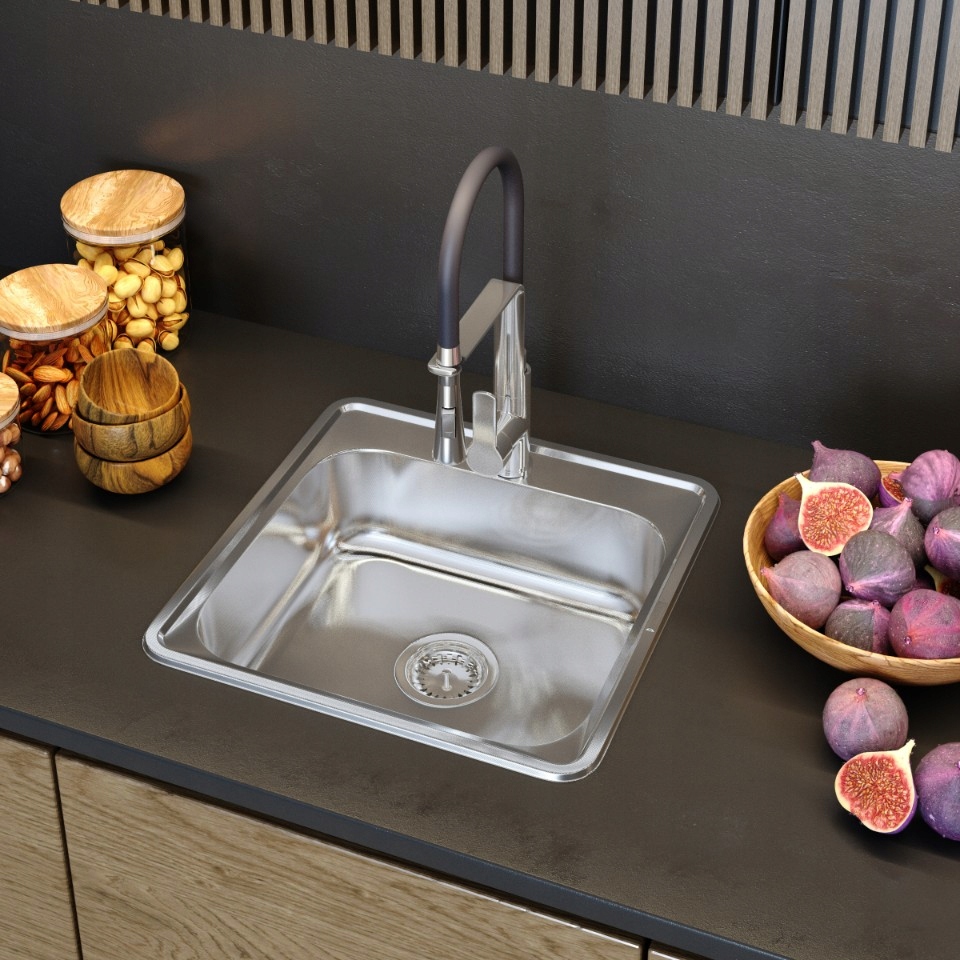 Artika Évier de cuisine en acier inoxydable de calibre 18 avec grilles