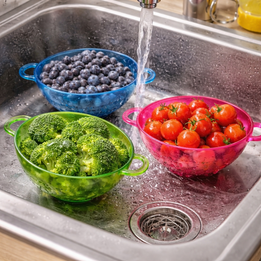 Set De Bols Passoires Empilables – Petit Et Grand, Drainage Rapide, Antidérapant – Pour Riz, Pâtes, Légumes Et Fruits