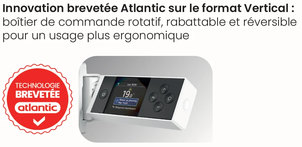 Boîtier de commande vertical rotatif rabattable réversible Atlantic Nirvana+