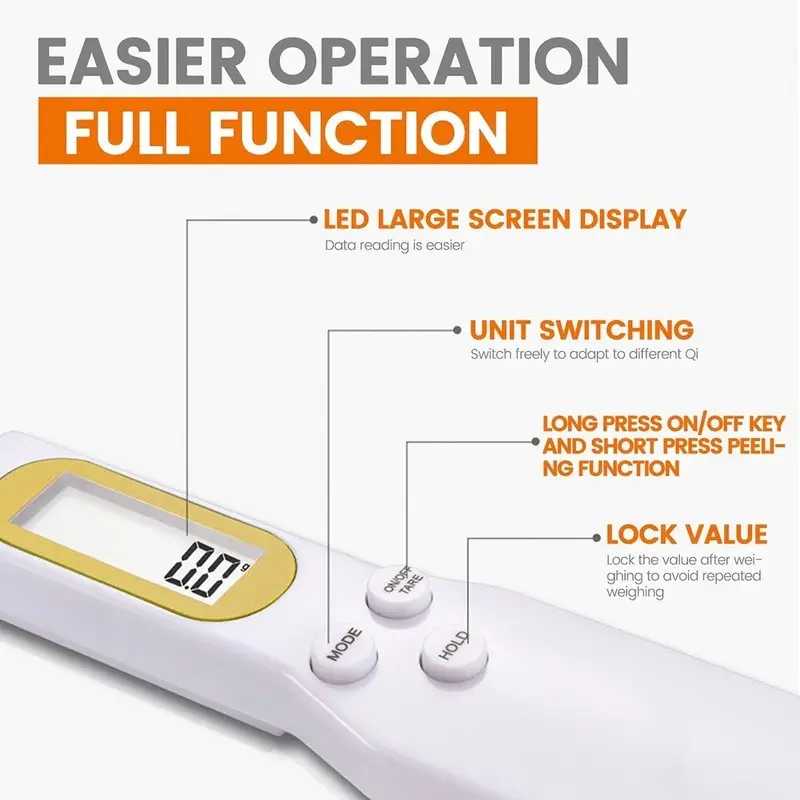 accumeasure digital kitchen scale spoon lcd display 0 1g 500g precision battery powered ideal for cooking baking and portion control details 7