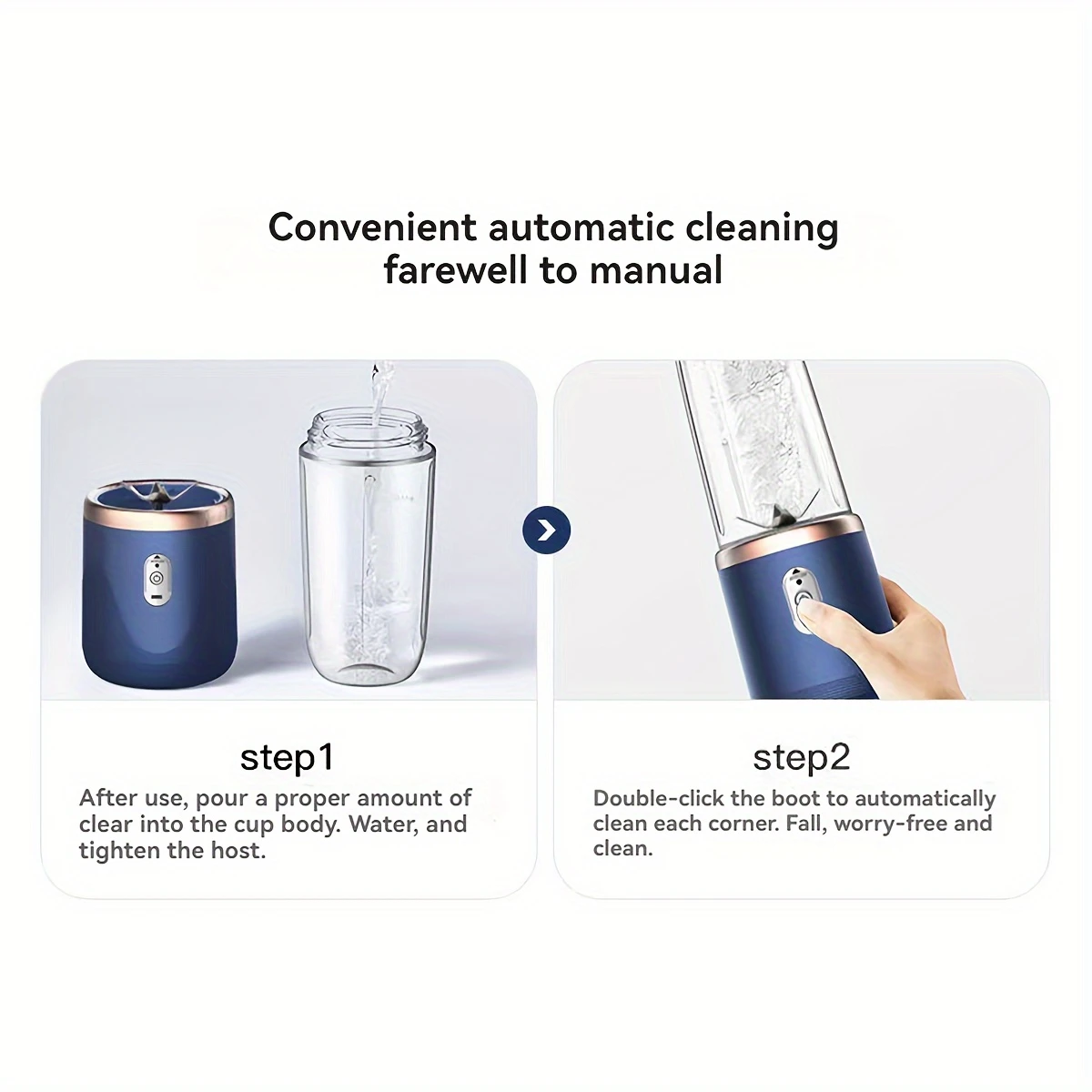 400ml portable electric juicer blender cup wireless rechargeable   mixer with 6 blade dual cup for smoothies vegetables and fruits push button control usb c charging food grade abs non heating 1500mah lithium battery details 5