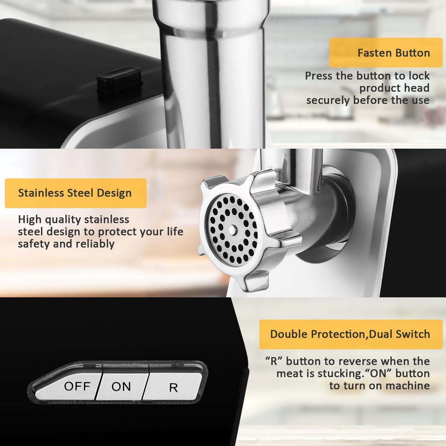 Hachoir à Viande électrique Multifonction Avec 3 Plaques De Broyage Pour Saucisse Noir -Petit Électroménager