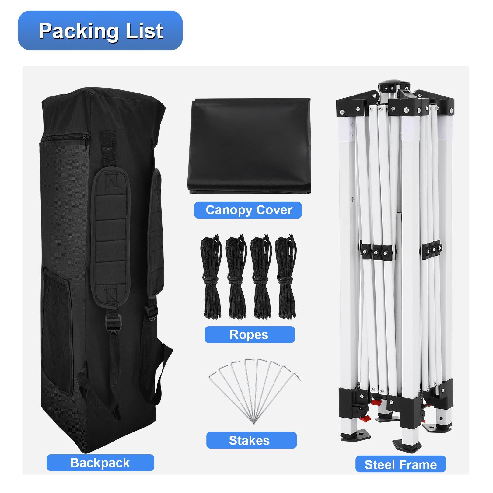 1.78x1.78m Tonnelle Pliante De Jardin Anti-UV, Barnum Pliant Avec Sac De Transport Et 1 Paroi Latérale, Protection Contre Soleil Pour Camping, Plage, Avec Sac De Sable, Noir -Promos Verde Rêverie Boutique