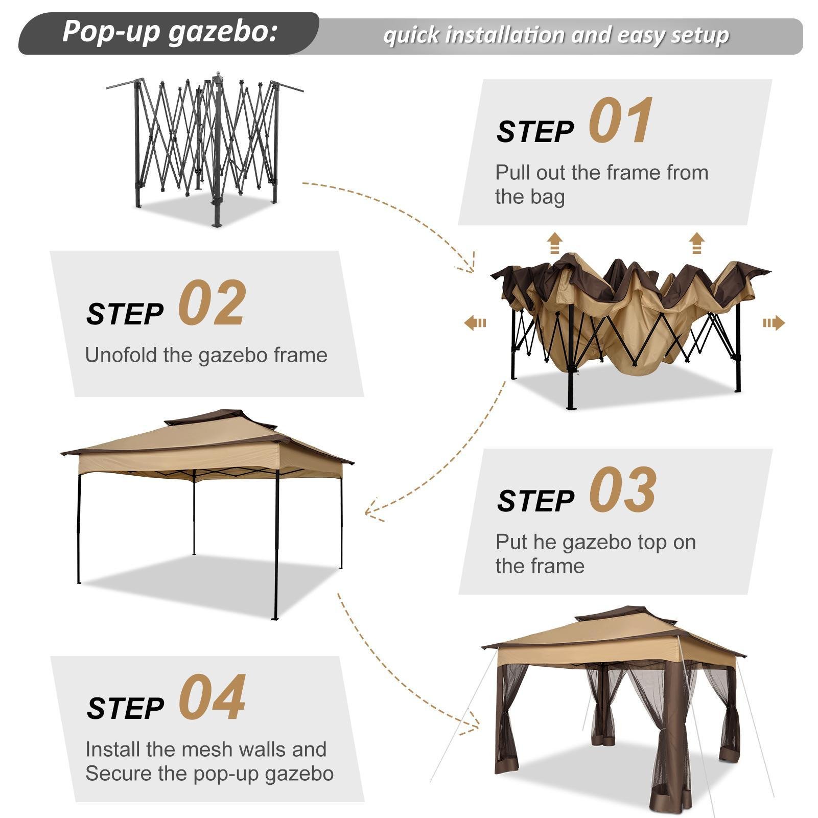 3x3m Tonnelle Pliante De Jardin Imperméable Extérieure Avec Moustiquaire - Pavillon Anti-UV Pour L'ombre Et La Pluie Avec Gaze Et Sac De Transport - Pour Patio, Jardin, Terrasse, Brun+Café -Promos Garde Plante Boutique AAHKMJXYDAFdJAOAIMEbOAchf9L3lWnVlqfwLHgeJwPlHatq4QdflIuXL330w15i2srf76ya DNFLQJZ69kVfm0hjpEuUnCnasex7