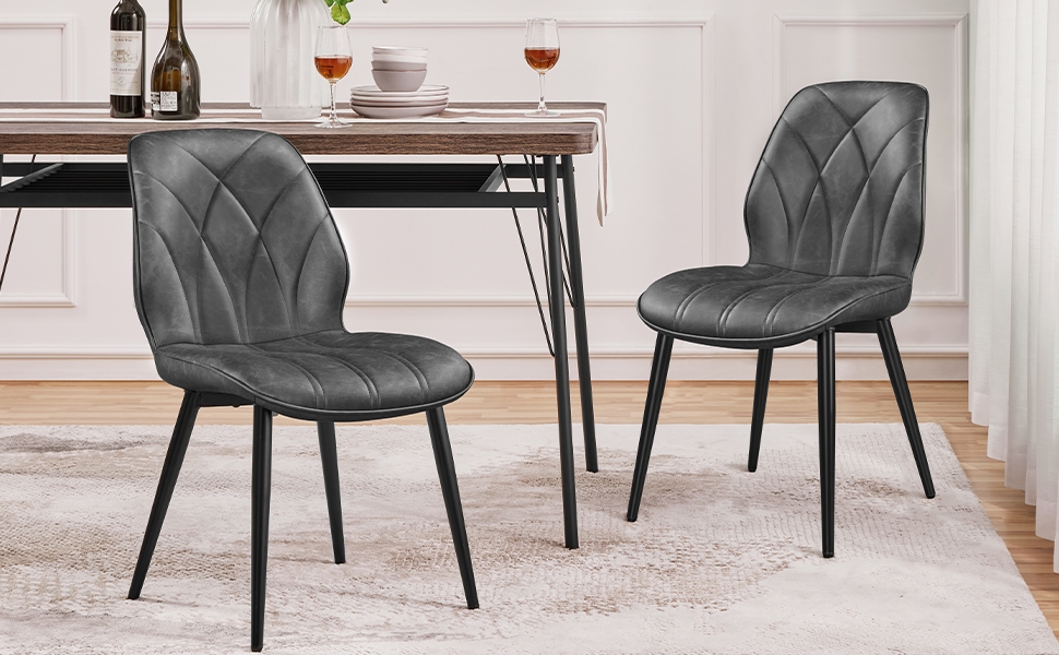 Yaheetech Dining Chairs Set Of 2 Modern Style Faux Leather Dining Room Chairs With Solid Wood Legs And Button Tufted Padded For Home Kitchen And Restaurant, White - Chairs