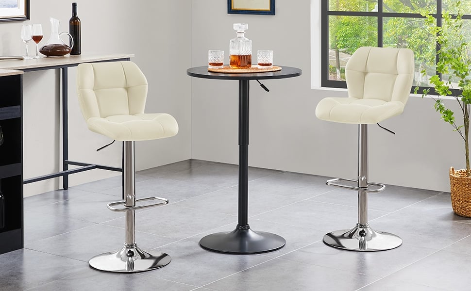 Yaheetech adjustable modern swivel bar stools dining deals chair counter height leather set of 2