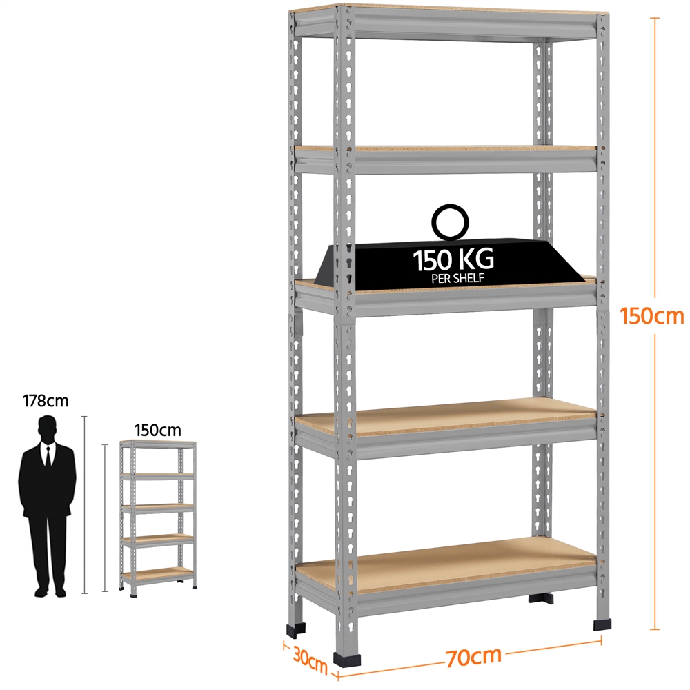 Étagères De Rangement - Étagères Industrielles 5 Pcs - Noir - 125 Kg
