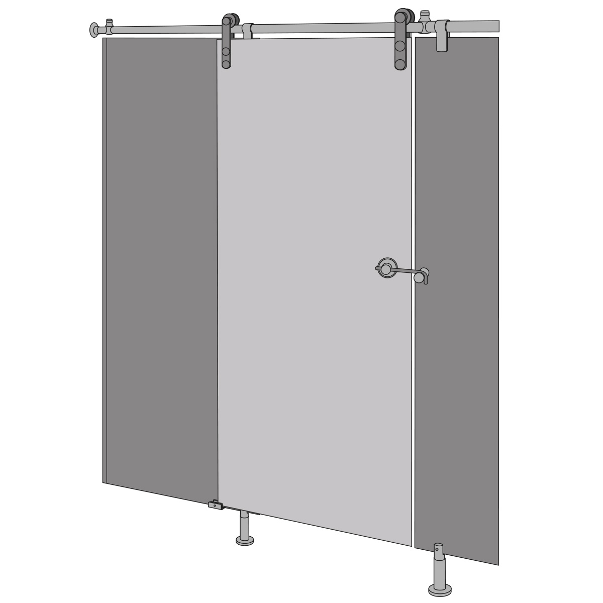 Cabina Sanitaria Juego Herraje Corredera Acero Inox 2