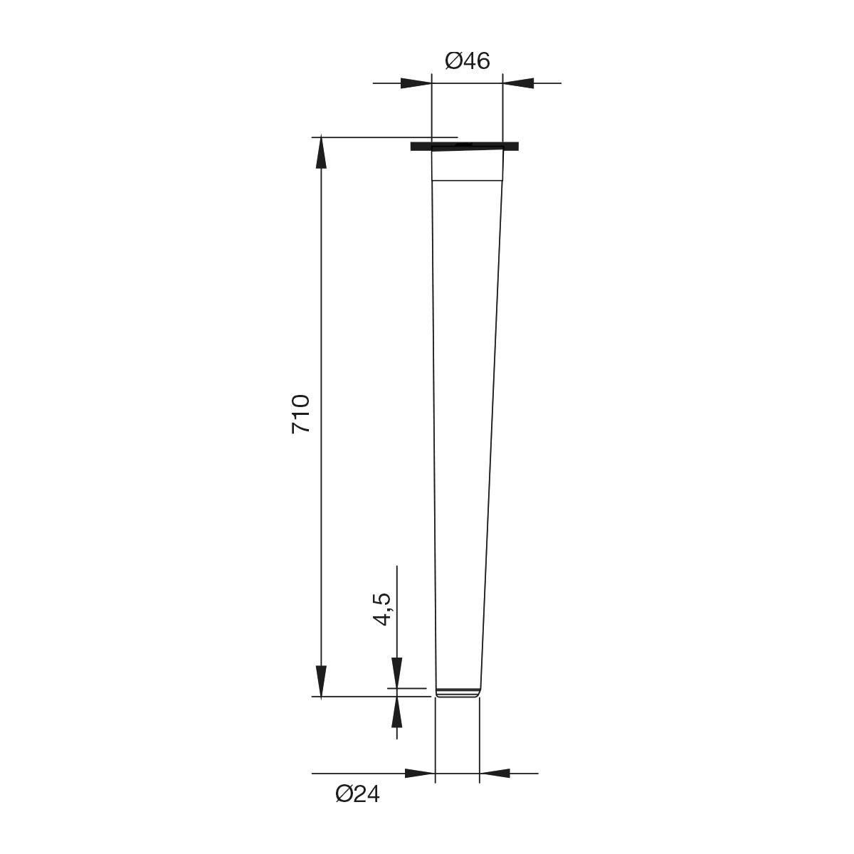 Pata Cónica Nórdica Recta 71 Cms Haya Base Negra - Vista trasera