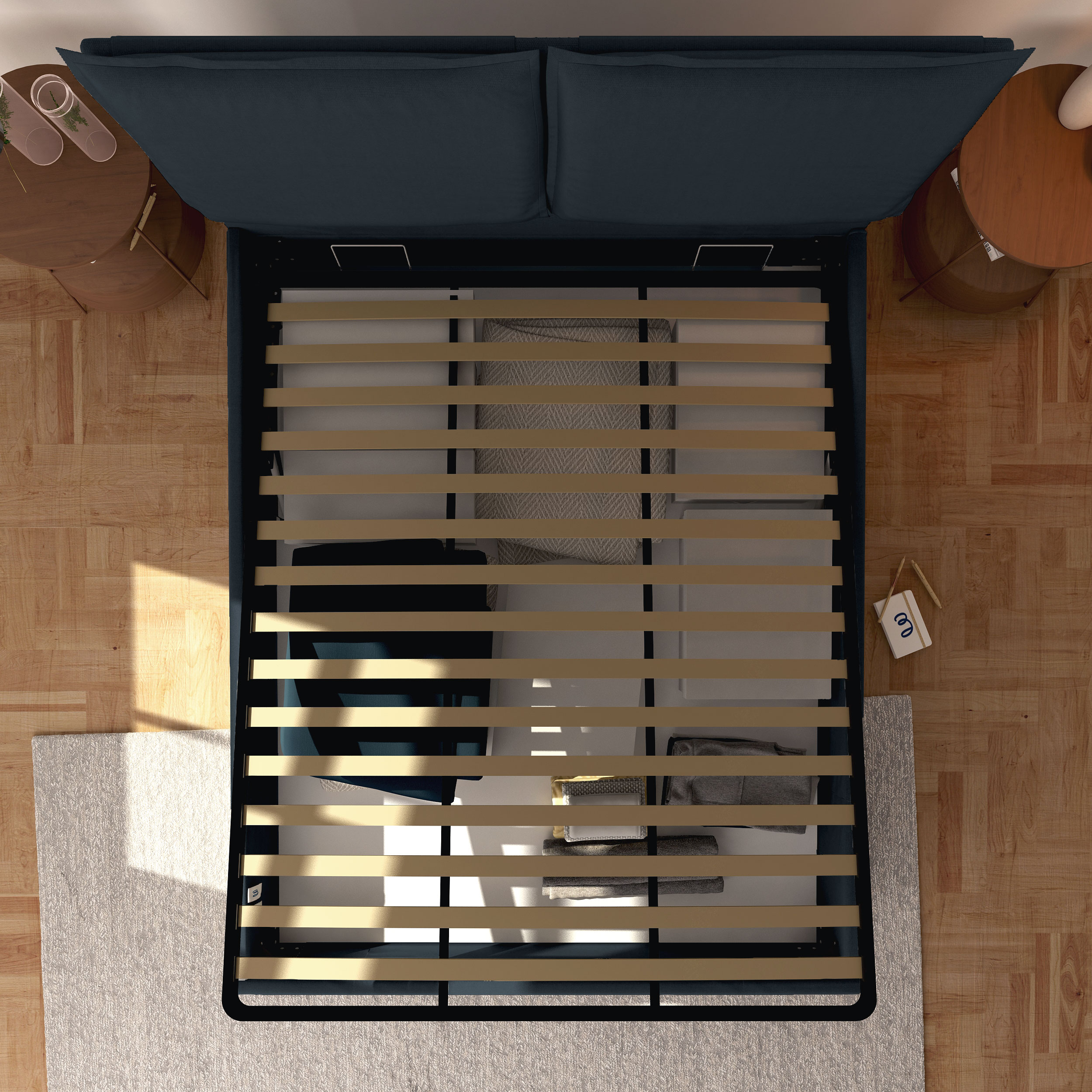 Baldiflex Letto Singolo con Contenitore Modello Licia in Ecopelle, Rete a  Doghe, per Materassi Singoli 80x190 cm, Testiera Finemente Imbottita,  Colore Black : : Casa e cucina