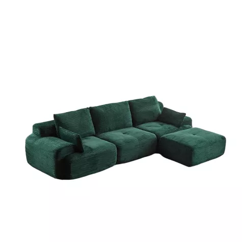 Chaise longue Whisen Modern Memory Foam compressa Chaise Longue con poggiapiedi mobile in velluto a coste, 1 di 12