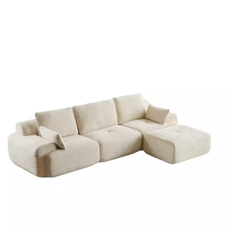 Chaise longue Whisen Modern Memory Foam comprimida con otomana móvil tapizada en pana, 1 de 12