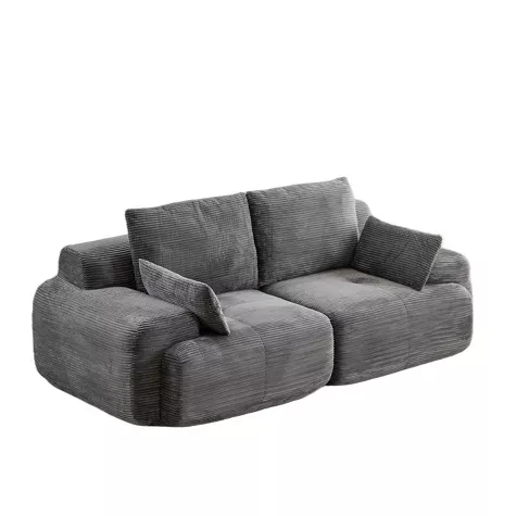 Chaise longue Whisen Modern in memory foam compresso con poggiapiedi mobile in tessuto di velluto a coste, 1 di 10